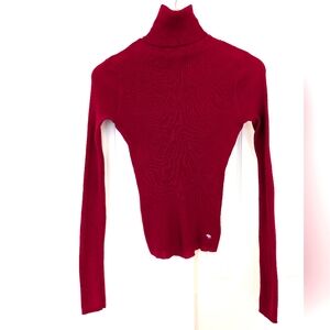 Abercrombie & Fitch Vintage Y2K red Ribbed stretchy knit turtleneck, size L